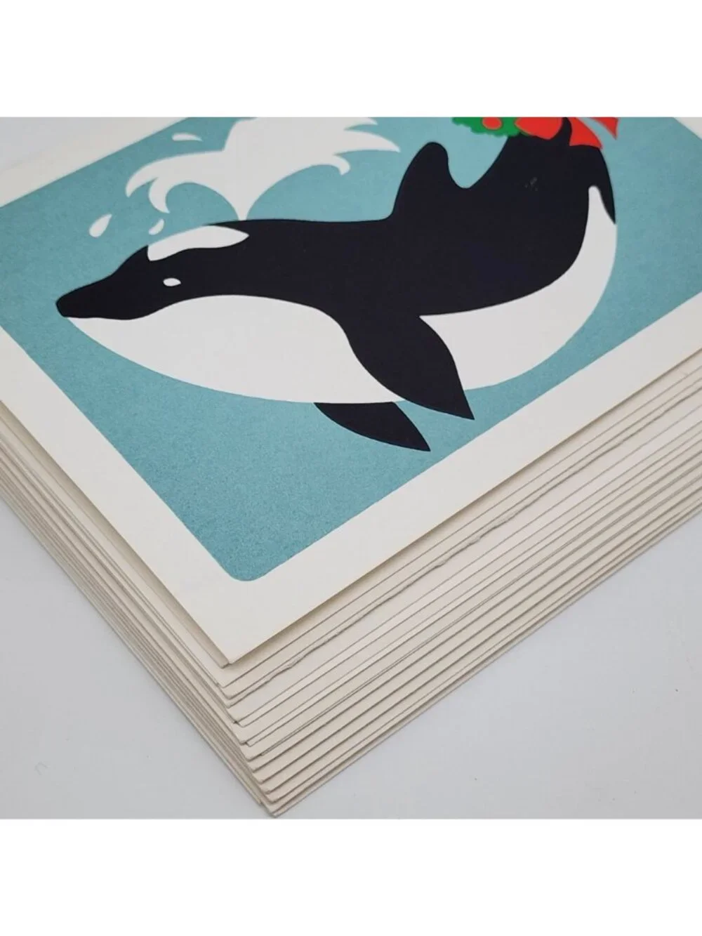 Stationary Greeting Card Orca Whale Christmas The Crocket Collection VTG 1980s - Picture 5 of 5
